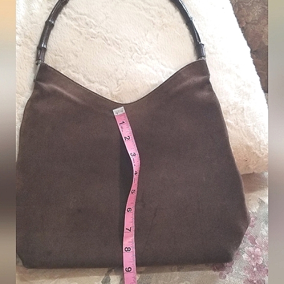 GUCCI SUEDE SHOULDER BAG BROWN SUEDE LEATHER - Picture 12 of 17